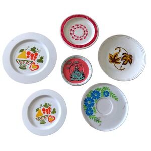 Vintage Mixed Toy Tea Set Plates HG Toys Irwin Andy Card Corp Plastic Metal 6pc